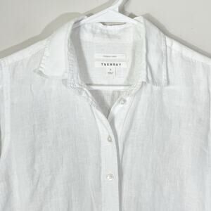 Trenery French Linen Classic Shirt Womens Size Small Button Up Collared White